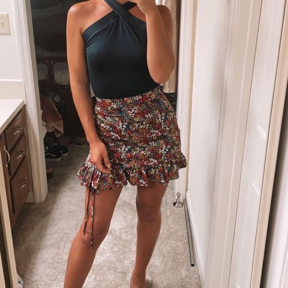 Floral Drawstring Mini Skirt Size M from SHEIN